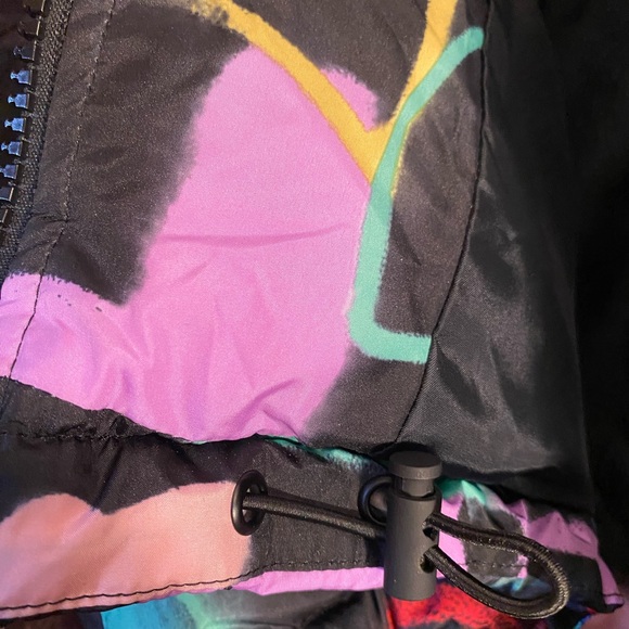 Wild Fable Womens Puff Jacket Black with Multicolor Hearts NEW - Picture 8 of 8